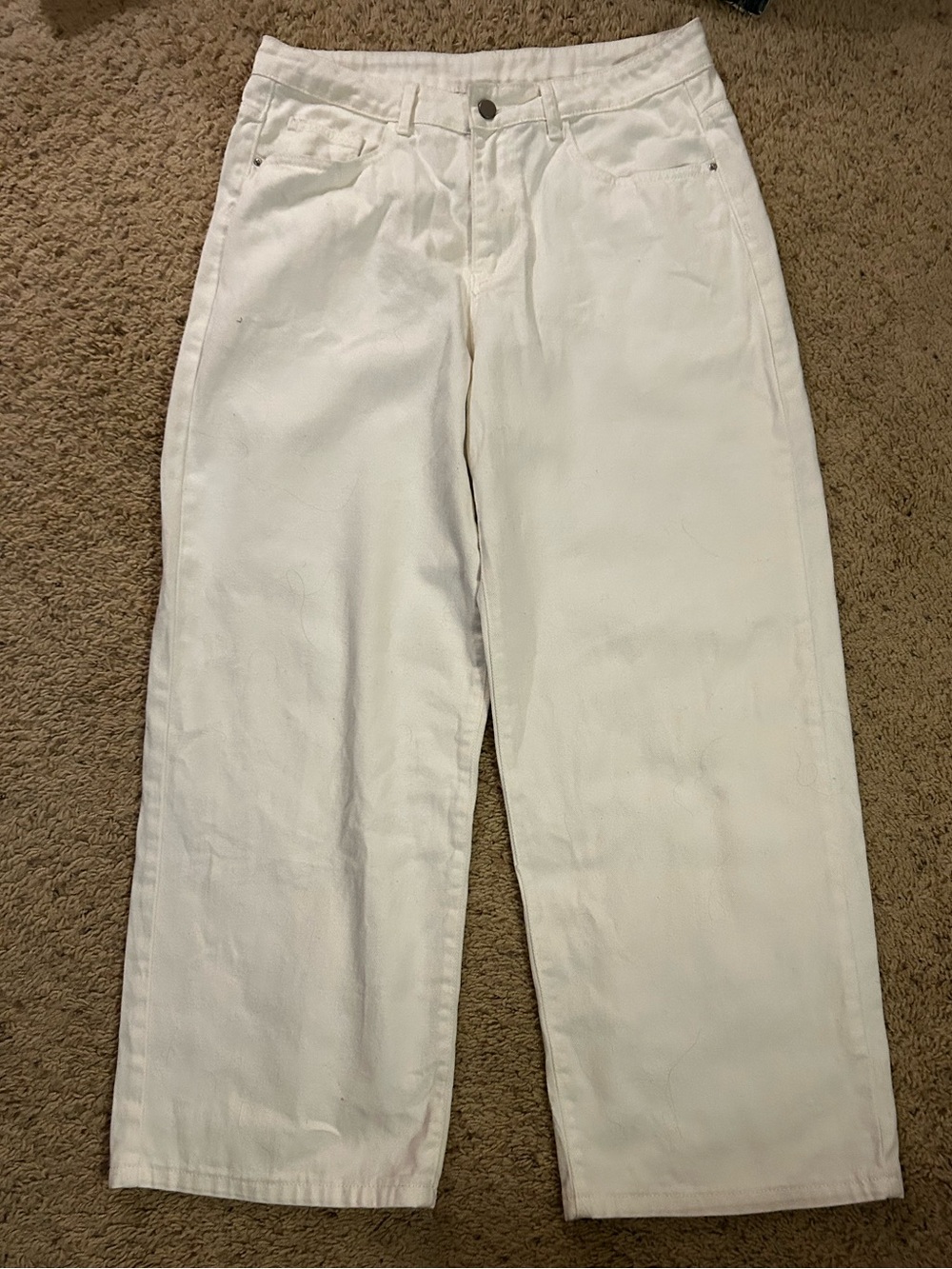 Men’s Baggy Street Wear Straight White Jeans
